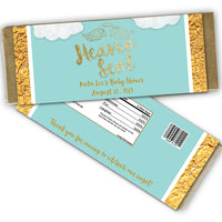 Blue Heaven Sent Baby Shower Candy Bar Wrappers