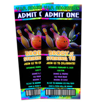 Cosmic Bowling Birthday Ticket Invitations