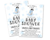 Penguin Baby Shower Invitations Blue Snowflake Boy