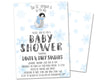 Penguin Baby Shower Invitations Blue Snowflake Boy