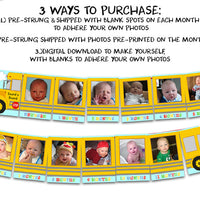 12 Month Bus 1st Birthday Photo Banner Round and Round