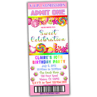 Pink Candyland Birthday Ticket Invitations