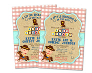 Cowboy Baby Shower Invitation Buckaroo
