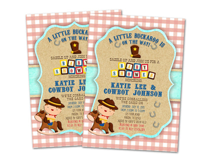 Cowboy Baby Shower Invitation Buckaroo