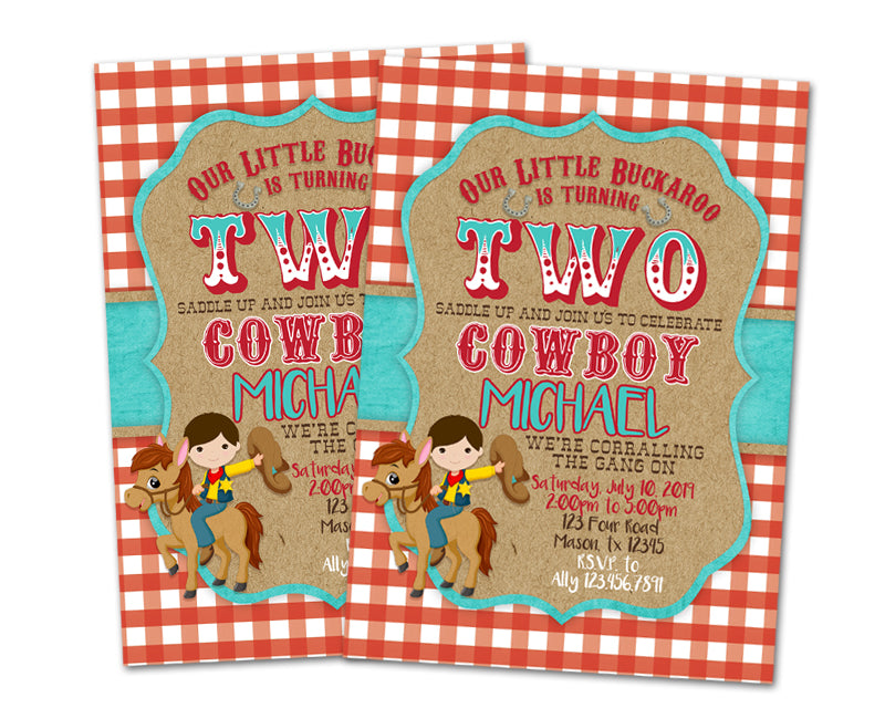 Cowboy Birthday Invitation Boys