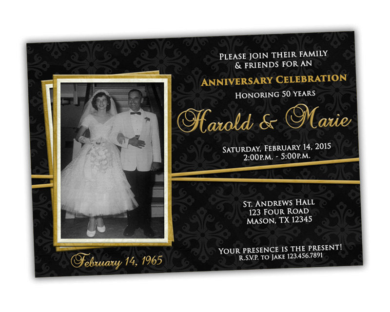 Black & Gold 50th Anniversary Invitation | Party Print Express Black & Gold 50th Anniversary Invitation | Party Print Express