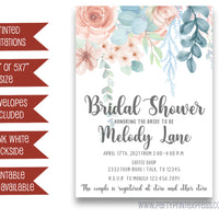 Eucalyptus Bridal Shower Invitations