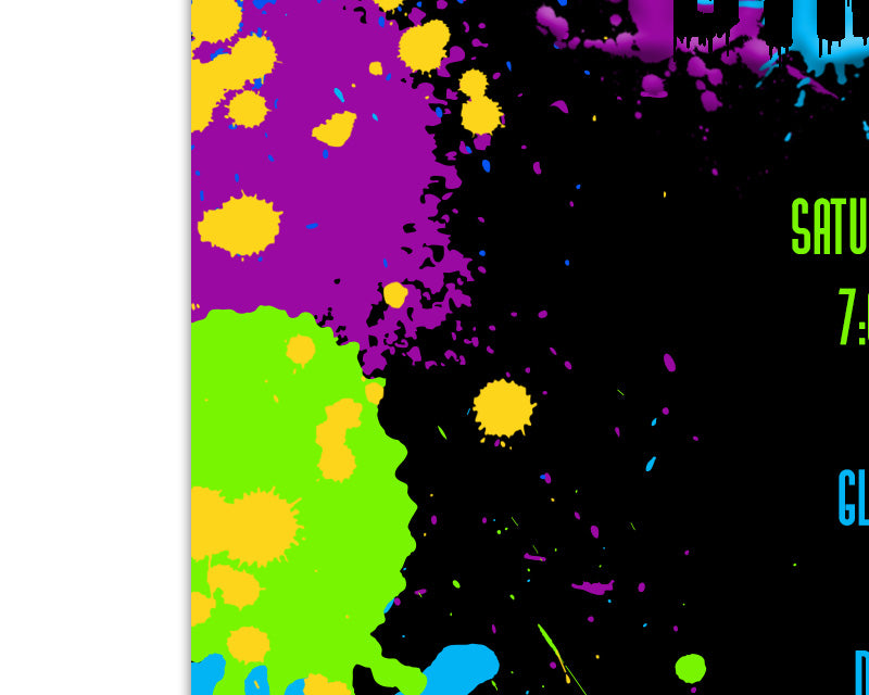 Glow Neon Paint Splatter Birthday Invitations | Party Print Express glow-neon-paint-splatter-birthday-invitations-party-print-express