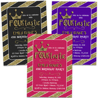 Ms FOURtastic Invitations Girl 4th Birthday