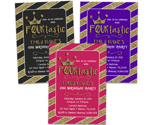 Ms FOURtastic Invitations Girl 4th Birthday