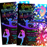 Rainbow Girl Gymnastics Birthday Invitations