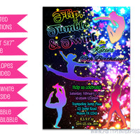 Rainbow Girl Gymnastics Birthday Invitations