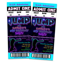 Girls Jump Birthday Party Ticket Invitations