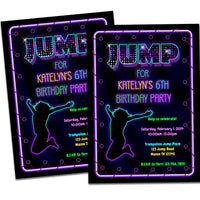 Girls Jump Trampoline Birthday Invitations