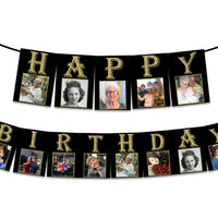 Gold Glitter Adult Birthday Photo Banner