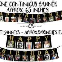 Gold Glitter Adult Birthday Photo Banner