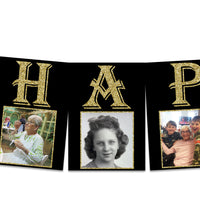 Gold Glitter Adult Birthday Photo Banner