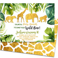 Gold Safari Birthday Invitations