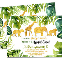 Gold Safari Birthday Invitations
