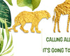 Gold Safari Birthday Invitations