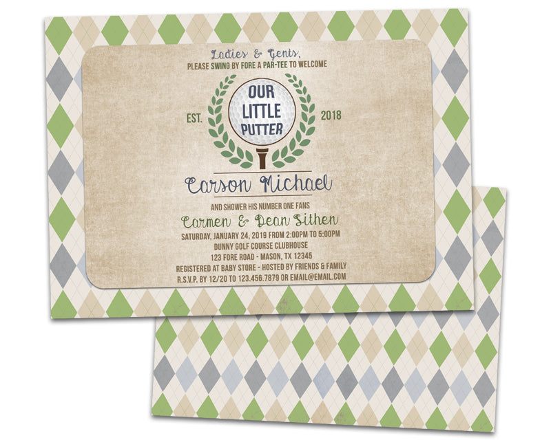 Vintage Golf Baby Shower Invitations Little Putter