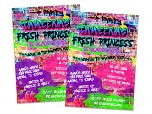 Fresh Princess Graffiti Girl Baby Shower Invitations