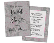 Grey Pink Peony Floral Bridal Shower Invitations