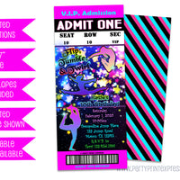 Rainbow Gymnastic Birthday Party Ticket Invitations