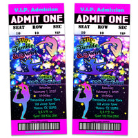 Rainbow Gymnastic Birthday Party Ticket Invitations