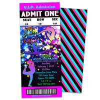 Rainbow Gymnastic Birthday Party Ticket Invitations