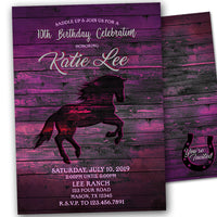 Purple Horse Birthday Invitations