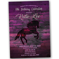 Purple Horse Birthday Invitations