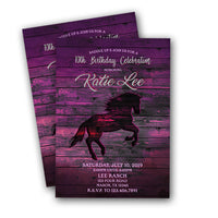 Purple Horse Birthday Invitations