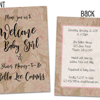 Country Kraft Girl Baby Shower Invitations