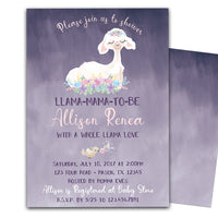 Purple Llama Baby Shower Invitations Floral Girl