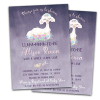 Purple Llama Baby Shower Invitations Floral Girl