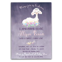Purple Llama Baby Shower Invitations Floral Girl