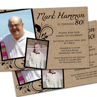 Kraft Adult Birthday Invitation Then and Now