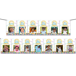 Mermaid 1st Birthday Photo Banner 12 Month