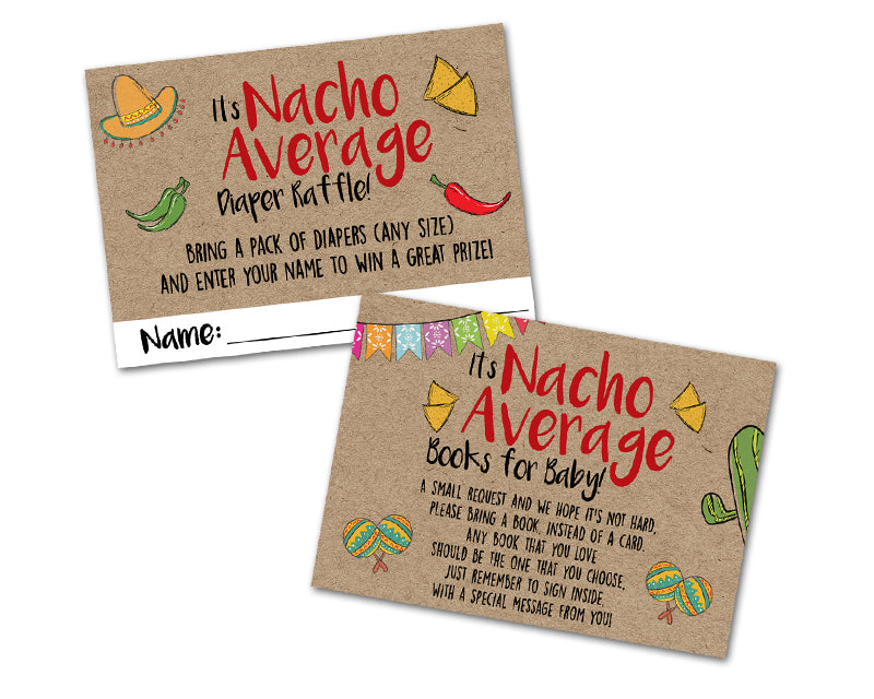 Nacho Average Baby Shower Inserts Books for Baby Diaper Raffle