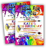 Rainbow Painting Birthday Party Invitations