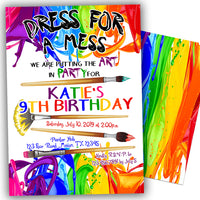 Rainbow Painting Birthday Party Invitations