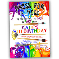 Rainbow Painting Birthday Party Invitations