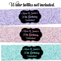 Pastel Glitter Water Bottle Labels