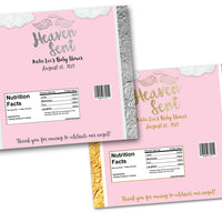 Pink Heaven Sent Candy Bar Wrappers Angel Baby Shower