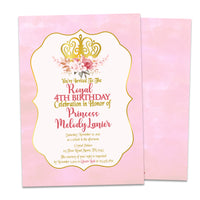 Pretty Floral Pink Princess Birthday Invitations