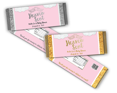 Pink Heaven Sent Candy Bar Wrappers Angel Baby Shower