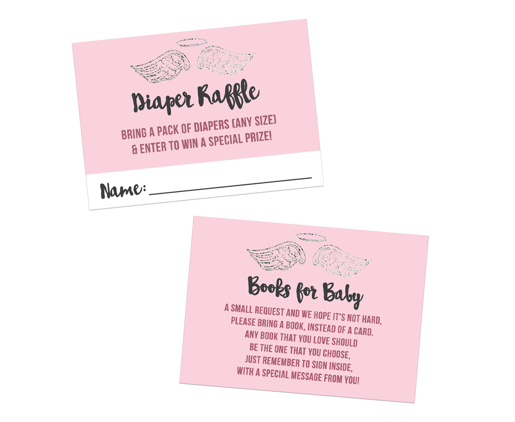 Pink Heaven Sent Baby Shower Diaper Raffle Tickets or Books for Baby