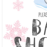 Pink Penguin Baby Shower Invitations Winter Girl