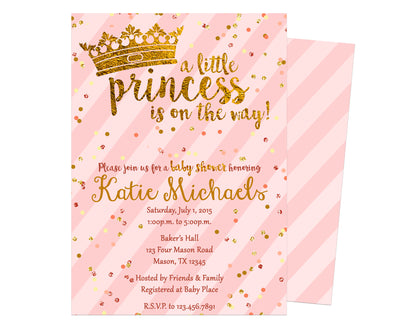 Pink and Gold Princess Baby Shower Invitation